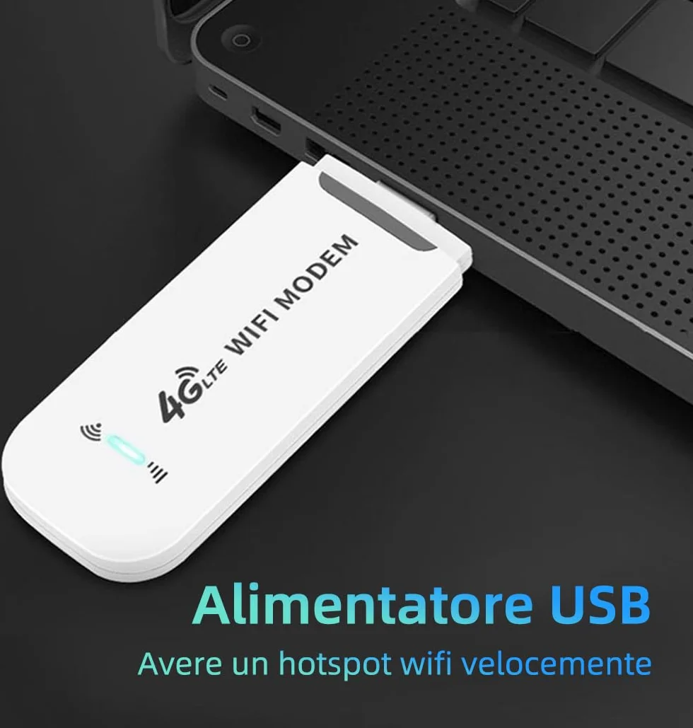 Modem Sim 4g LTE Wifi Portatile, Spina USB, Router Wireless con Supporto per Slot per Schede SIM, Supporto per Hotspot da Viaggio Portatile LTE B1/B3/B7/B8/B20/B38/B40/B41