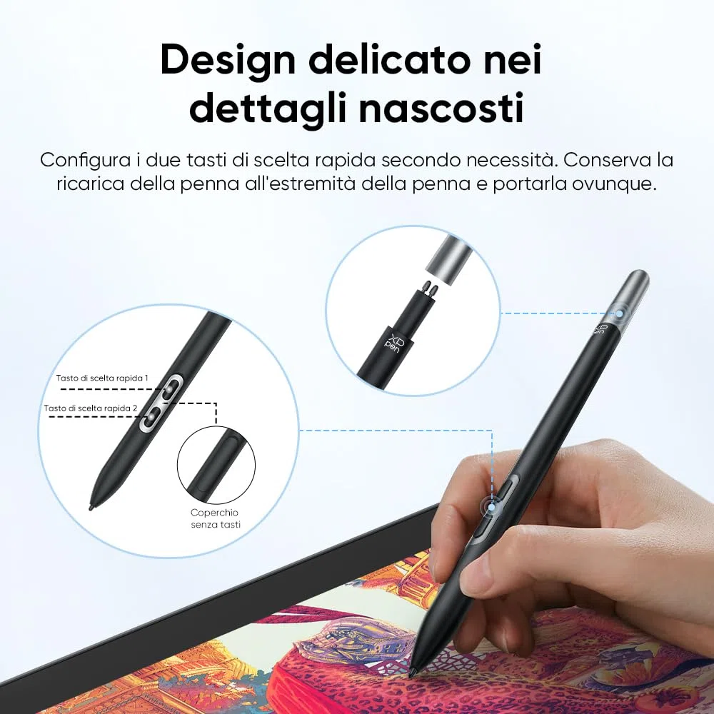 XPPen Penna PD51A, Stilo con chip intelligente X3 Pro, per Artist Pro 14 (2ª generazione), Artist Pro 16 (2ª generazione), Artist Pro 19 (2ª generazione) e Deco Pro MW/LW/XLW (2ª generazione).