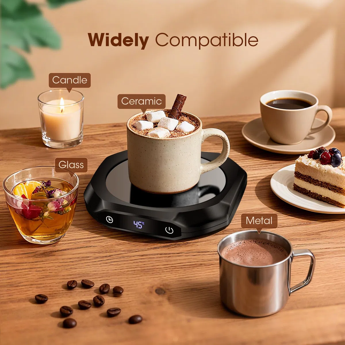 Riscaldatore di caffè,Scaldateiera elettrico per scrivania con 3 impostazioni di temperatura,Riscaldatore di tazza per bevande, bevande, tè, adatto per ufficio e casa(Nero)