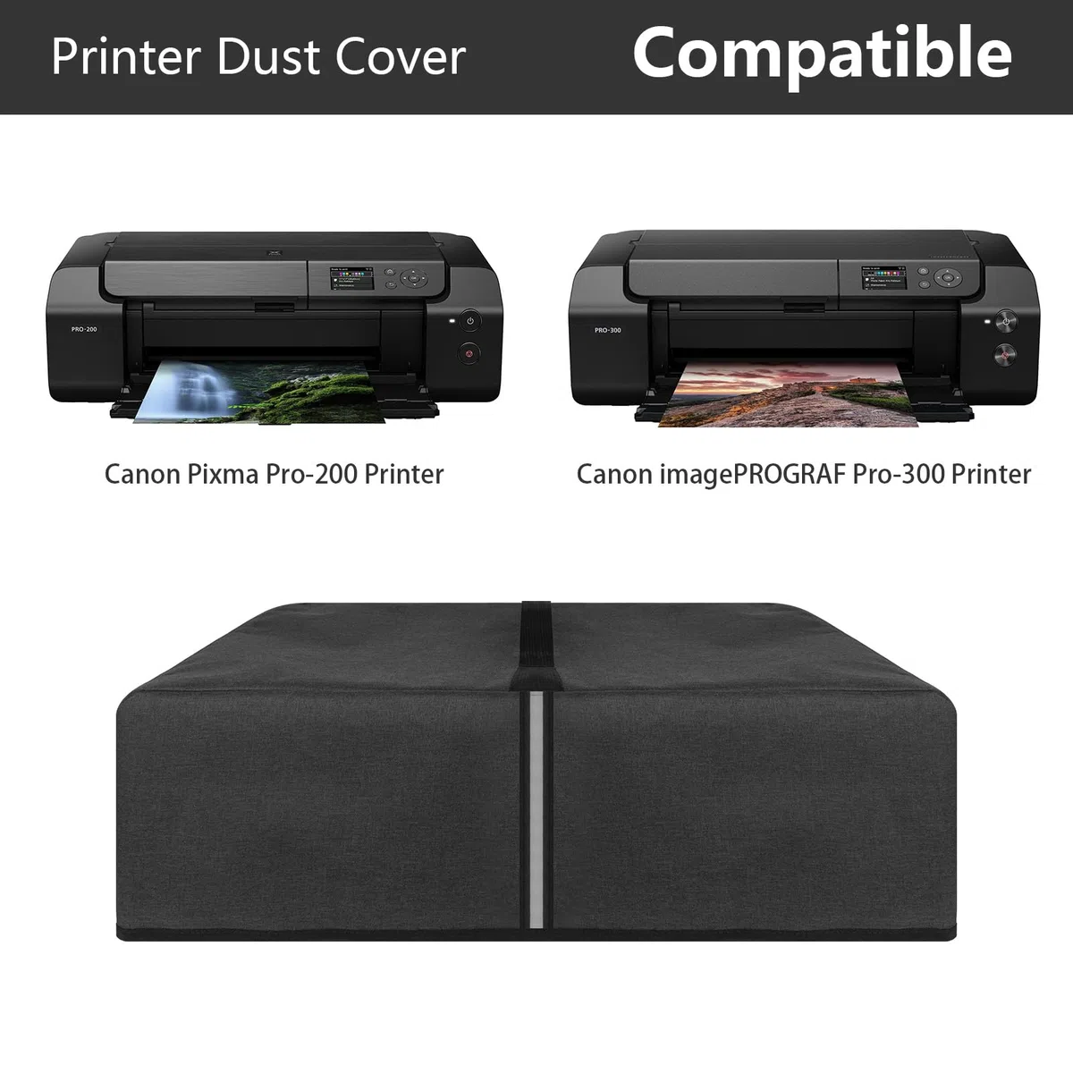 Copertura antipolvere per stampante, compatibile con stampanti Canon imagePROGRAF Pro-300 o Canon Pixma Pro-200, in tessuto resistente agli schizzi, facile da pulire e riporre, grigio scuro