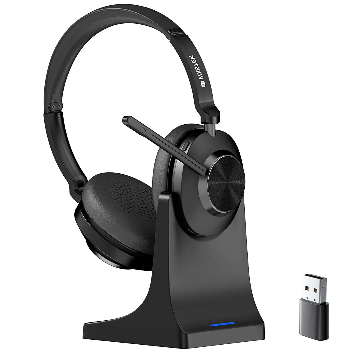Voistek Cuffie Bluetooth Wireless con Microfono e Cancellazione Rumore, Dongle USB per PC, 45 Ore di Autonomia, Tasto Muto, Ideali per Ufficio, Riunioni, Zoom, Call Center, Laptop, Computer