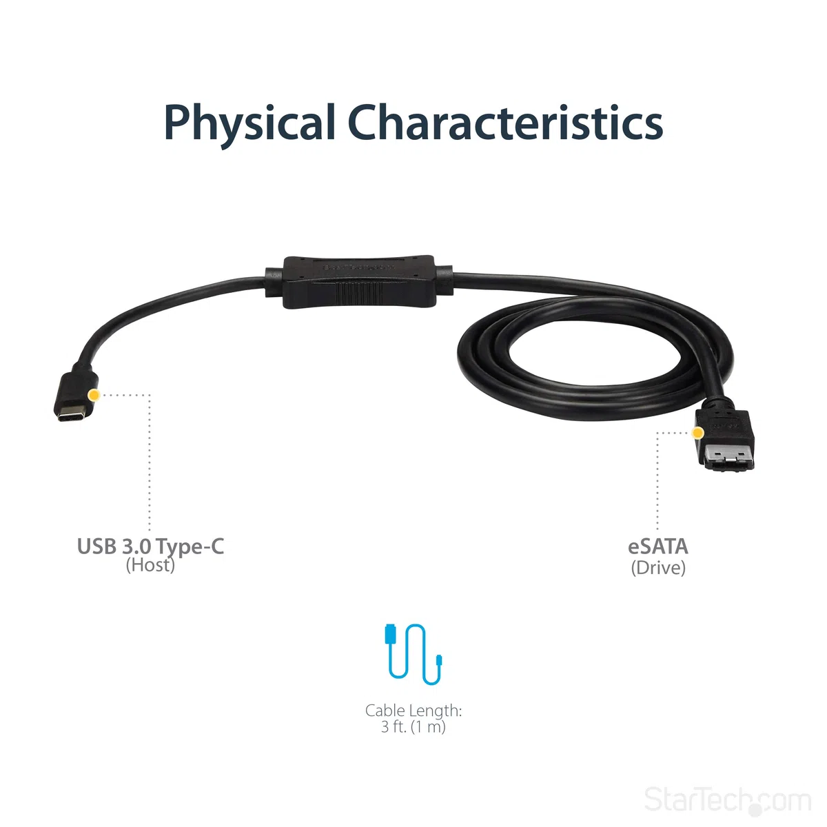 StarTech.com Cavo eSATA a USB-C, Per Dispositivi di Immagazinamento Dati Esterni, USB 3.0, 5Gbps, da 1 m