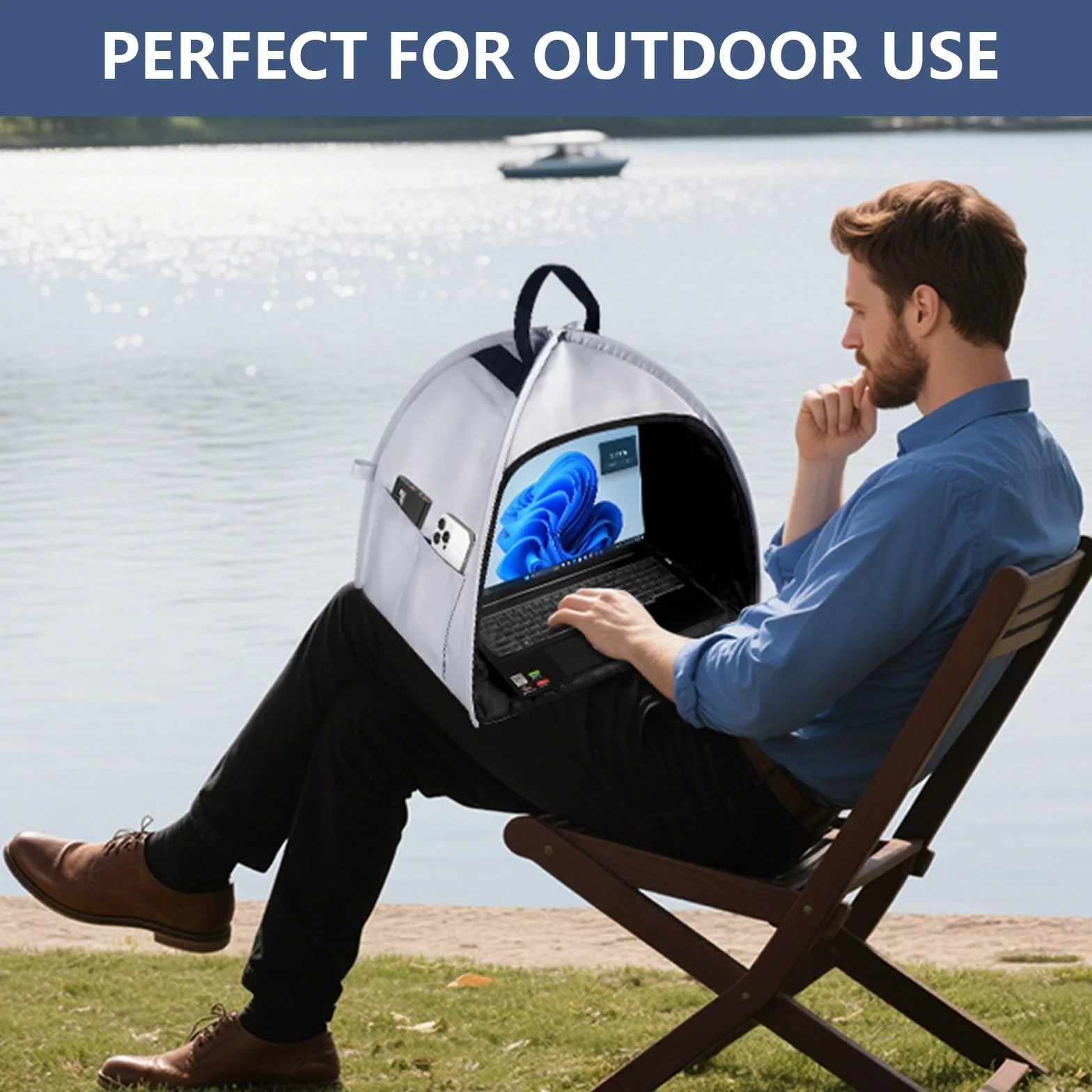 HoYiXi Parasole universale per computer portatile, pieghevole, per lavoro, viaggi e attività all'aperto, per 13-16 pollice Macbook/Hp/Dell/Acer/Asus PC laptop sun shade,grigio