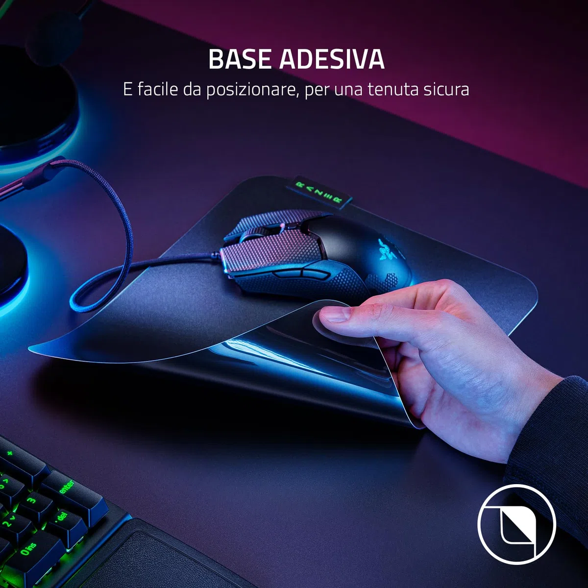 Razer Sphex V3 Large - Tappetino per mouse da gioco ultrasottile (Spessore 0,25 mm, Tappetino per mouse, Design liscio, Policarbonato robusto, Base adesiva antiscivolo, Policarbonato) Nero