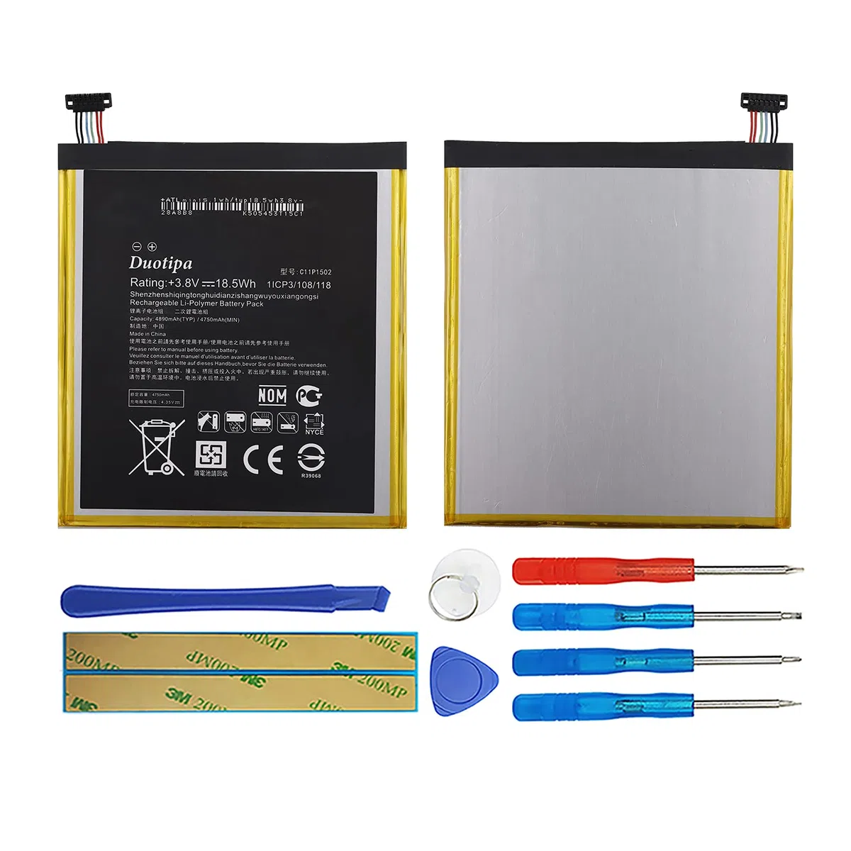 Duotipa Batteria di ricambio C11P1502 compatibile con ZenPad 10 10.1 Z300C Z300M Z300CG Z300CL P023 P01T batteria con attrezzi