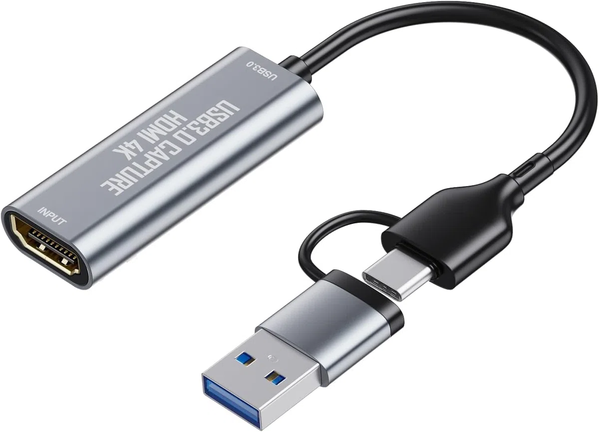 Scheda di Acquisizione Video, HDMI 4K60Hz Ingresso, USB C 1080P 30FPS HD Streaming Registrazione, e Gaming, Scheda di acquisizione HDMI OBS Compatibile con Switch PS5 Xbox MacBook PC Camera