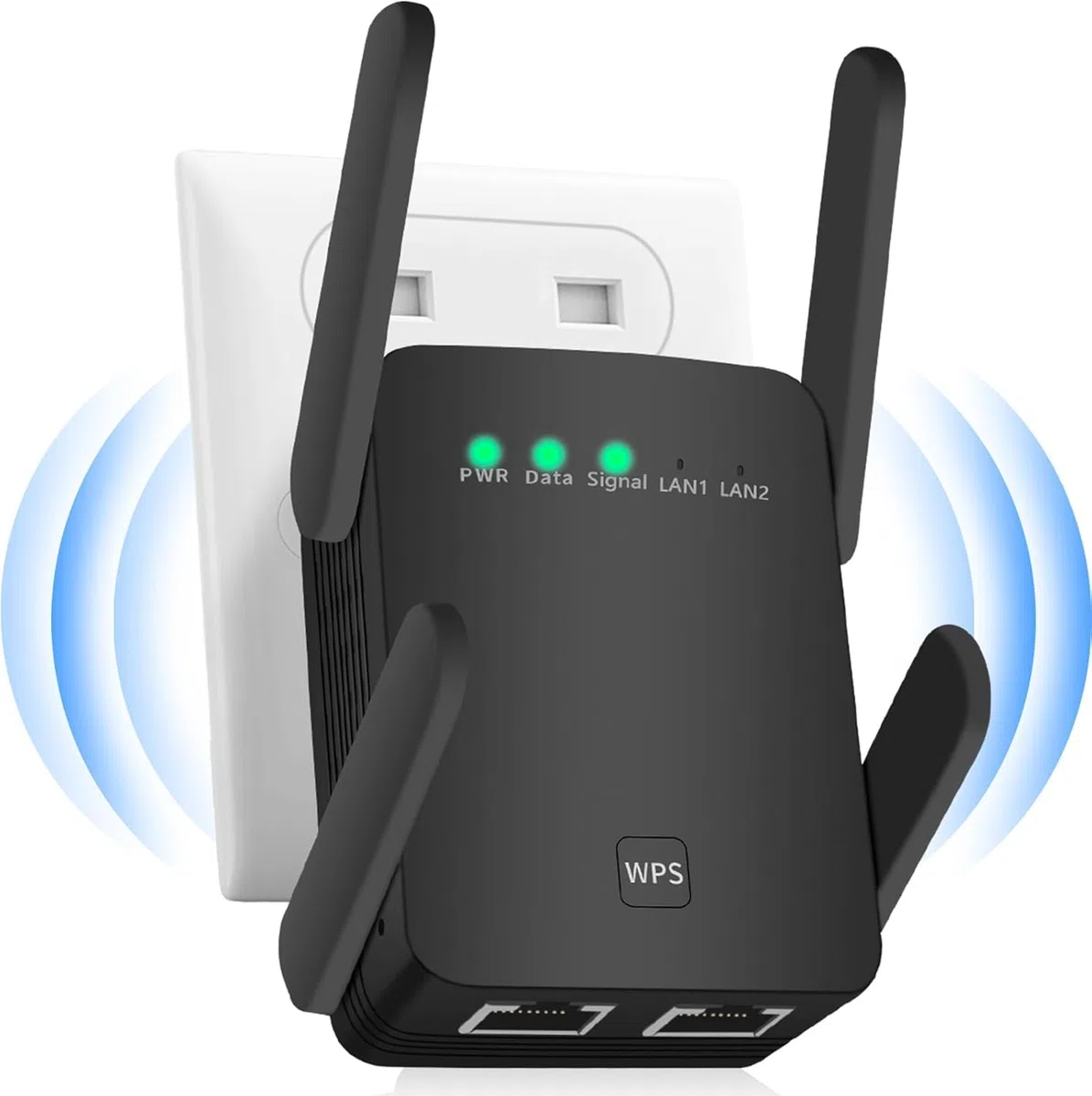 Ripetitore, ripetitore WLAN da 300 Mbps con Doppia Porta LAN, modalità WPS, AP, Compatibile con Tutti i Router WiFi Standard, dispositivi WiFi