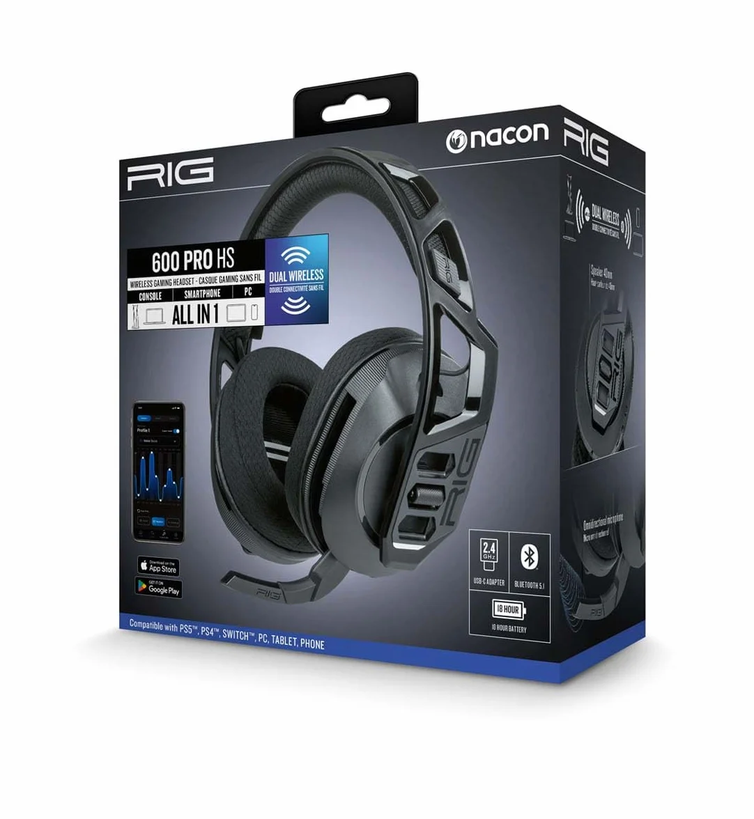 Nacon RIG 600 Pro HS Cuffie PC/Xbox/PS4/PS5/Switch Gaming Wireless Nero
