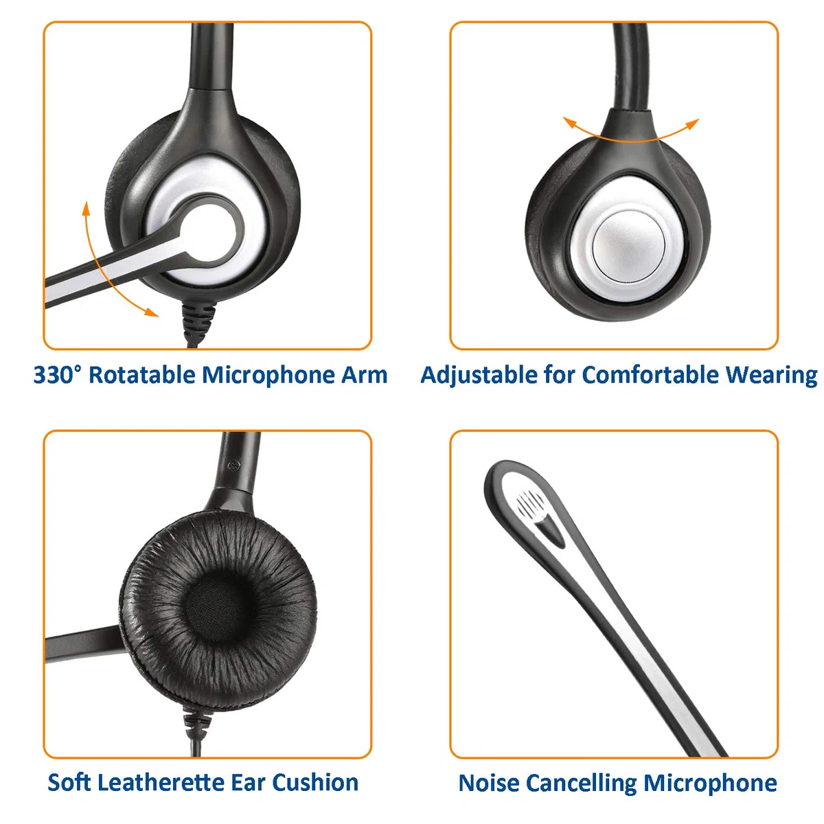 Wantek Cuffie 2,5 mm Dual con Microfono a Cancellazione del Rumore e Controllo del Volume, Auricolare Call Center per Gigaset Panasonic Telefono Fisso Cordless DECT(F602J25)