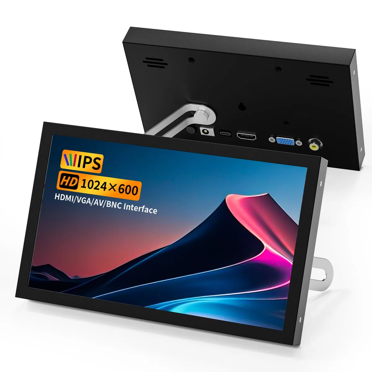 Mini Monitor HDMI da 7 pollici, VGA con AV BNC, 1024 × 600 schermo LCD, altoparlanti integrati, 178 ° IPS, multifunzione
