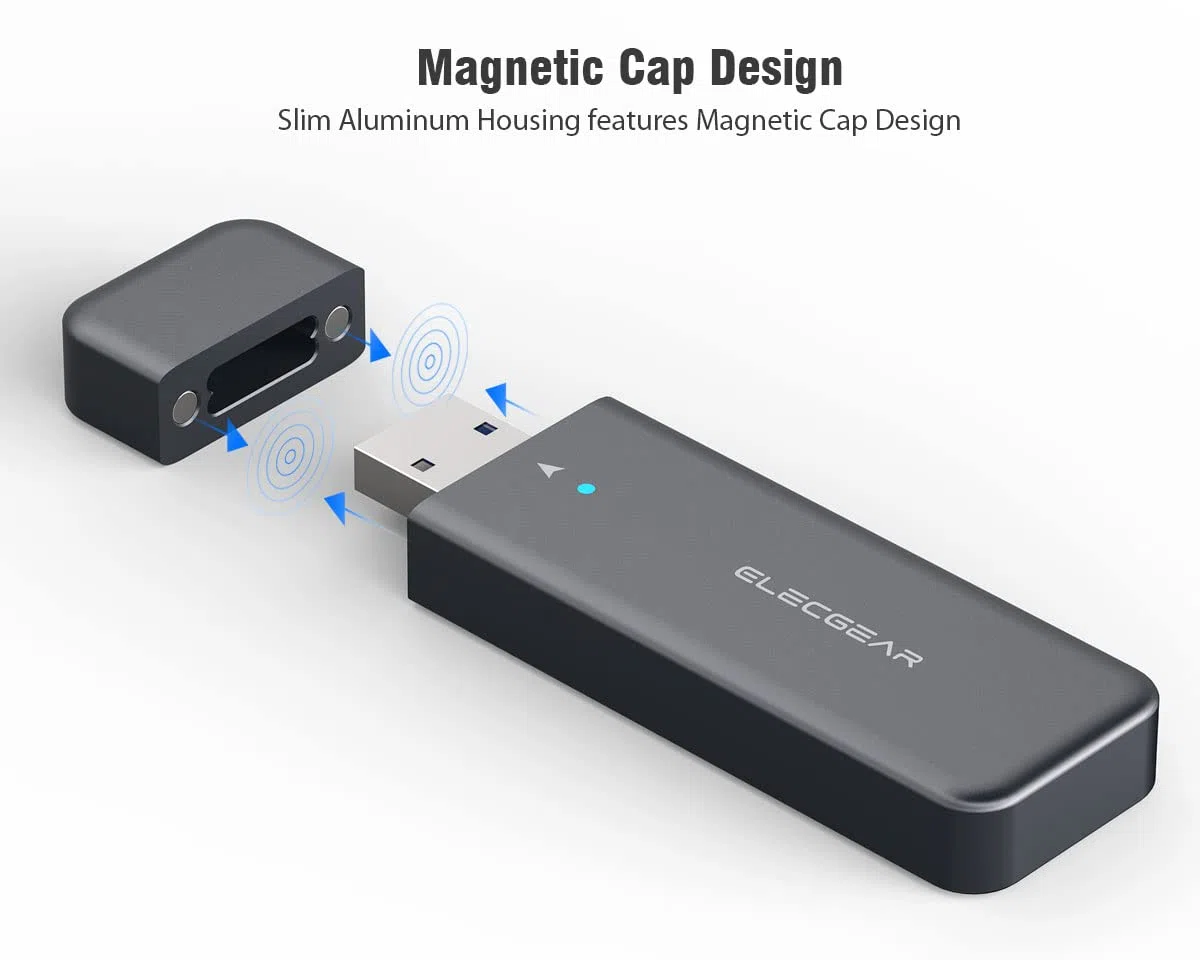 ElecGear Mini USB Case per 2230/2242 NVMe e SATA M.2 SSD, PCIe e Serial ATA Custodia in Alluminio con Cappuccio Magnetico, 10Gbps Adattatore per Scheda di Memoria interna per Unità Flash (NV-2242A)