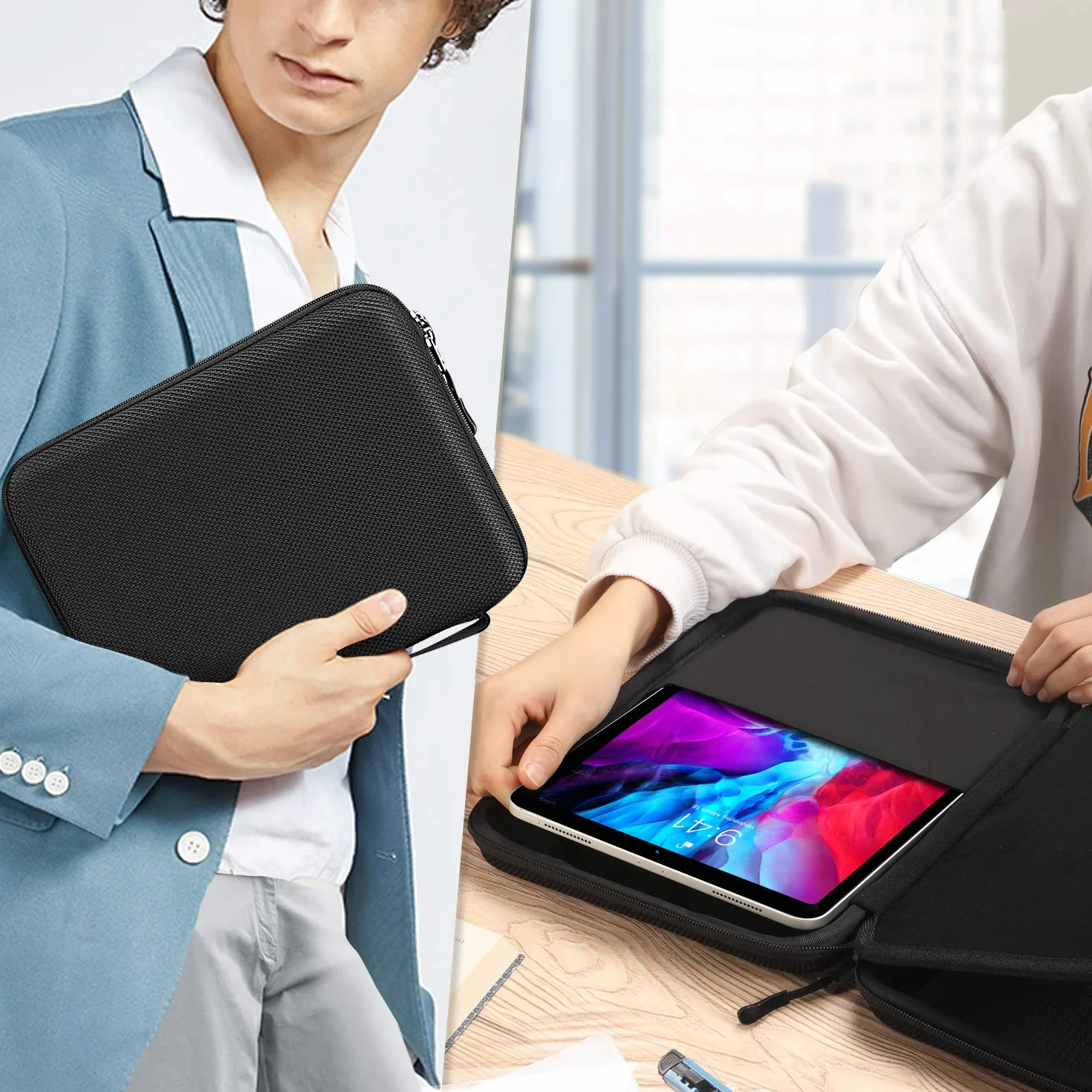 FINPAC Portfolio Borsa per 11" iPad Pro M5/M4 & iPad Air M4 M3 M2 2026-2024, 11" iPad 11 A16 2025, 10,9" iPad Air 5/iPad 10, Tablet Idrorepellente Rigida Custodia con Organizer Supporto per Accessori