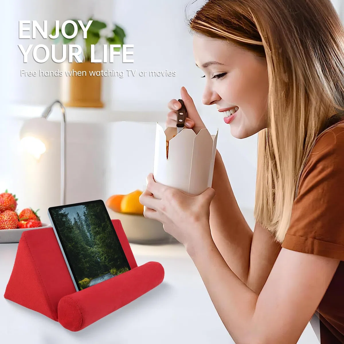 Supporto Tablet Letto, Leggio da Letto con Cuscino Comodo per Tablet, E-reader, Libri e Riviste, Porta Tablet da Pieghevole e Portatile