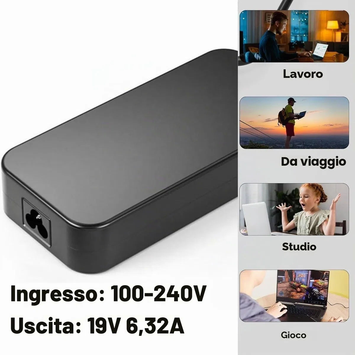 Alimentatore di rete 19 V 6,32 A 120 W per ASUS A15-120P1A PA-1121-28 ADP-120RH B N750 N500 G50 N53S N55 FX504 UX510UW N56J N76V ZX53 Laptop Alimentatore 53 x 2,5 mm