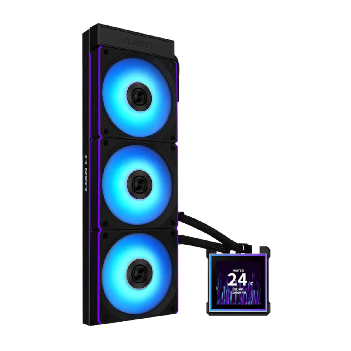 Lian Li Hydroshift II-S 360CL ARGB Liquid CPU Cooler – 360 mm AIO – schermo quadrato IPS LCD 3,4" – Daisy-Chain – silenziosa – Intel LGA 1851/1700, AMD AM5/AM4-3X CL120 ARGB Fan – nero (HS2LCDS36CB)