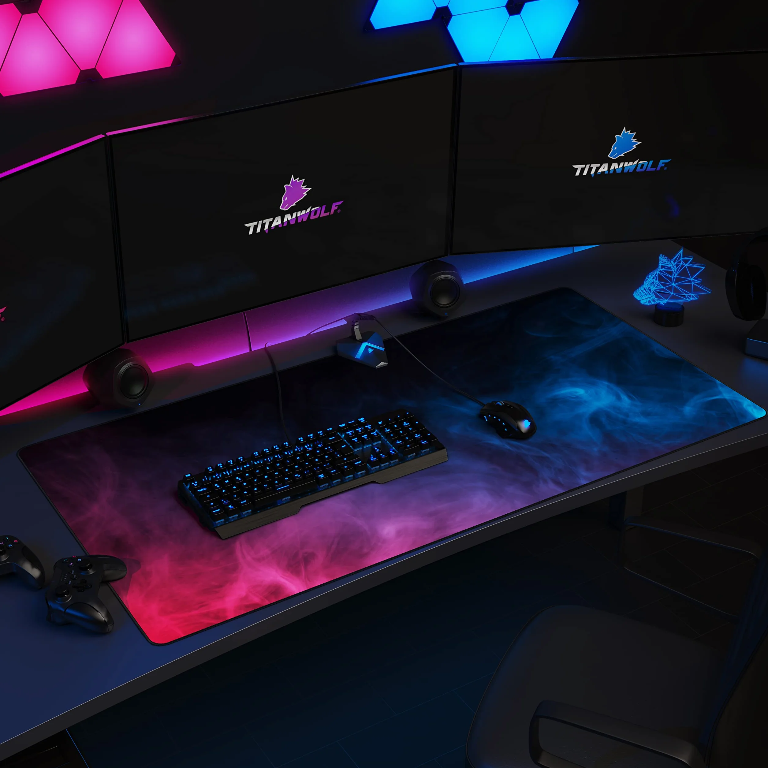 TITANWOLF - Grande Tappetino Mouse da Gioco - XXXL Oversize Mousepad - Dimensione 1200 x 600 mm - XXL Formato Oversize da scrivania e Tavolo - per Mouse e Tastiera