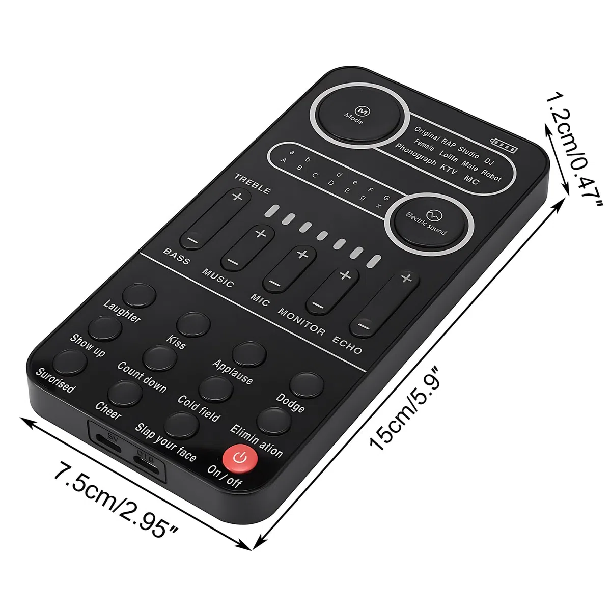 Cambia Voce Multifunzionale, Convertitore di Suono con Modalità Musica Elettrica 9 Effetti Sonori Funzione Monitor Facile da Trasportare per Computer Portatili Telefono Cellulare (Nero)