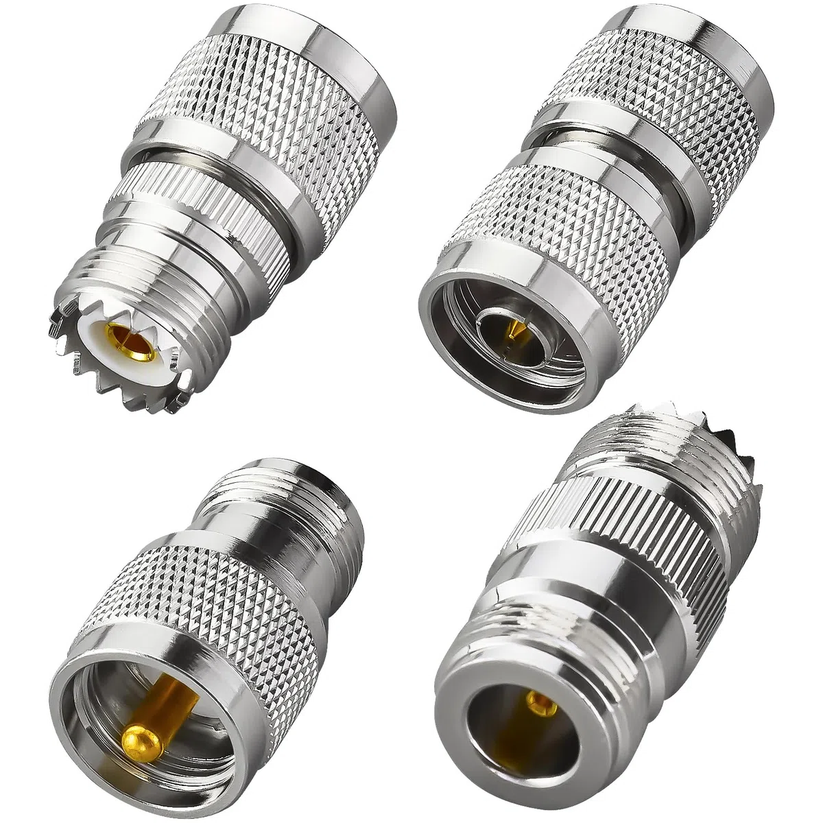4 Pezzi di connettori coassiali RF N a UHF Adattatore Kit N Maschio/Femmina a UHF maschio PL-259 SO-239 Adattatore antenna per SWR, CCTV, applicazioni a microonde