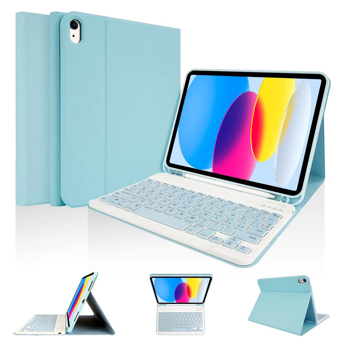 LAMA Custodia con Tastiera per iPad 11th A16 11" 2025, iPad 10th Gen 10.9" 2022, Custodia Protettiva Sottile con Tastiera Bluetooth Wireless Staccabile e Portapenne Blu