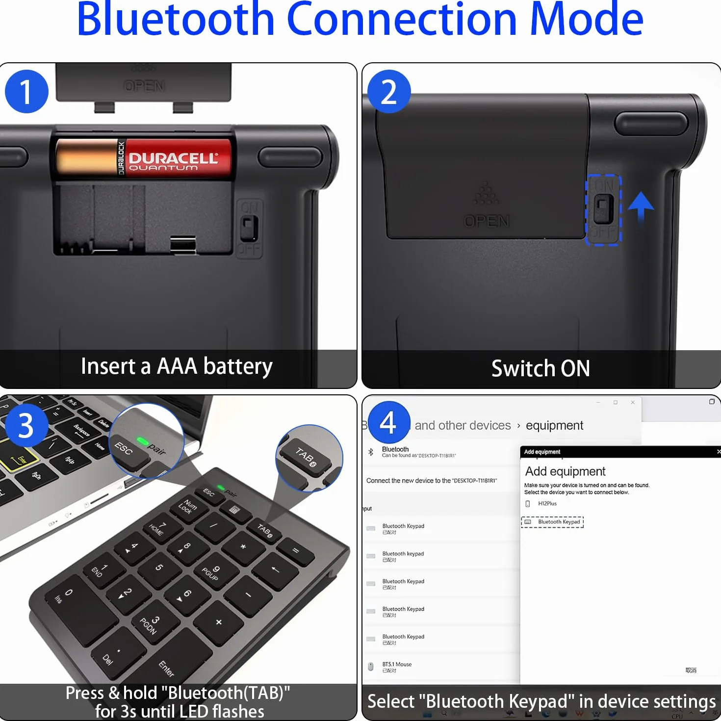 Tastierino Numerico Bluetooth 5.0-22 Tasti Tastierino Numerico per Laptop/MacBook/Surface Pro/PC - Design Ergonomico e Tasti Silenziosi Numpad (10m Portata)