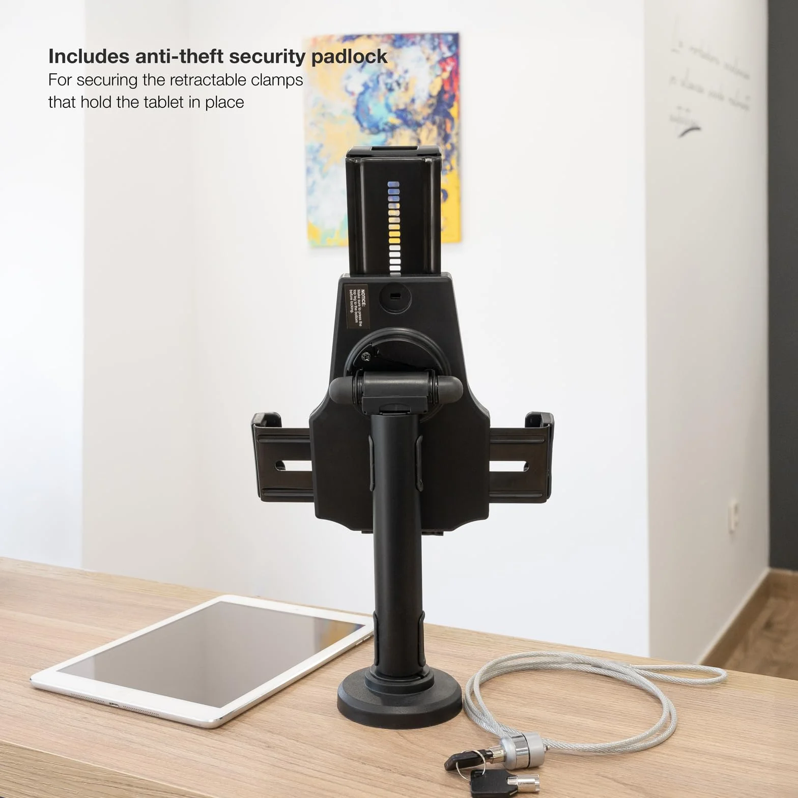 TOOQ TQTDS0812 - Supporto da Tavolo/Parete Professionale per Tablet con Sistema Antifurto, Nero