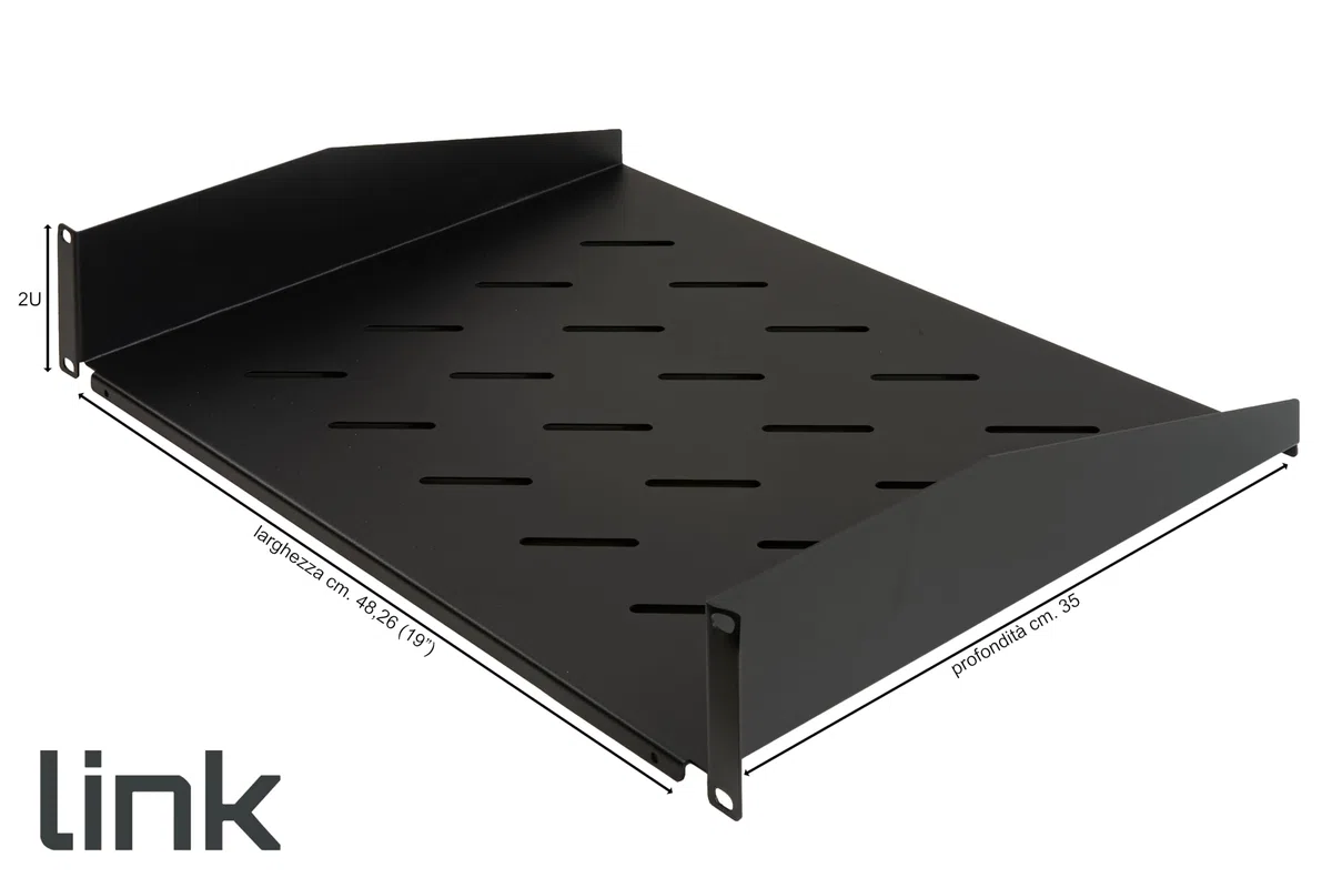LINK LKRIP350N2U Ripiano per Armadio 19" 2U Profondità 350 mm, Nero