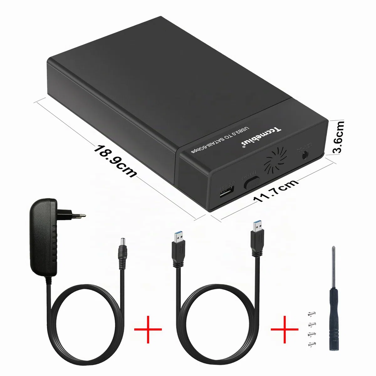 TCC-S863-DE USB 3.0 a SATA Esterno Alloggiamento per Disco Rigido per 2.5 3.5 Pollice HDD SATA I/II/III SSD (Massimo 20TB), Supporta UASP, Sonno Automatico, Installazione Senza Attrezzi