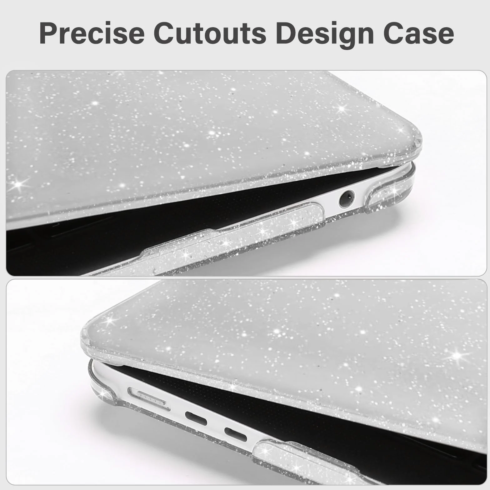 MOSISO Custodia Compatibile con MacBook Air 13 Cover M5 M4 M3 M2 2026-2022 A3449 A3240 A3113 A2681, Glitter Case per MacBook Air 13,6'' display Liquid Retina&Copritastiera&Pellicola, Trasparente