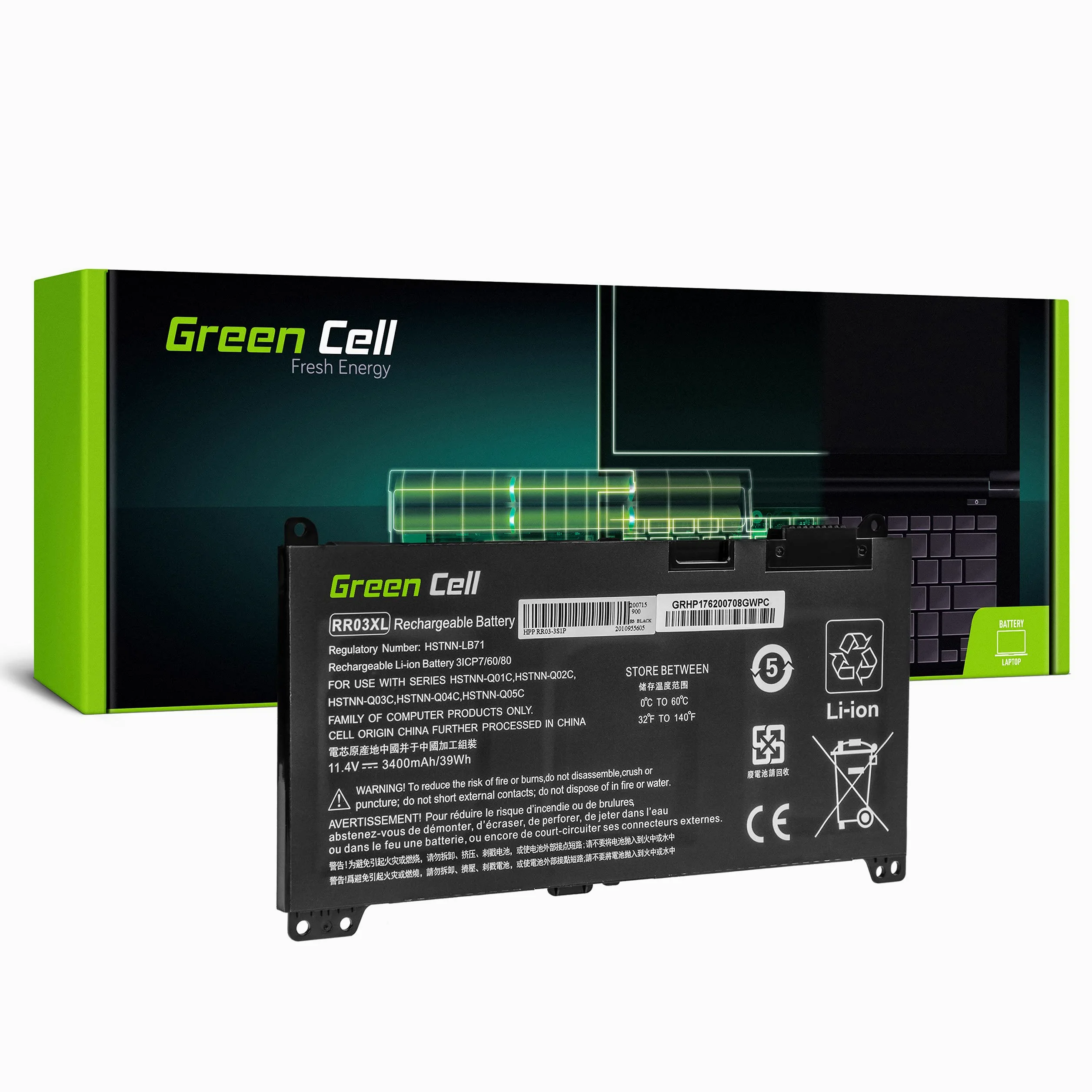 Green Cell Batteria per HP ProBook 430 440 G4 G5 455 470 G4 Mobile Thin Client mt20 MT21 / RR03048XL-PR RR03XL RRO3 RRO3XL HSTNN-Q06C HSTNN-UB7C RR03-3400mAh, 11.4V