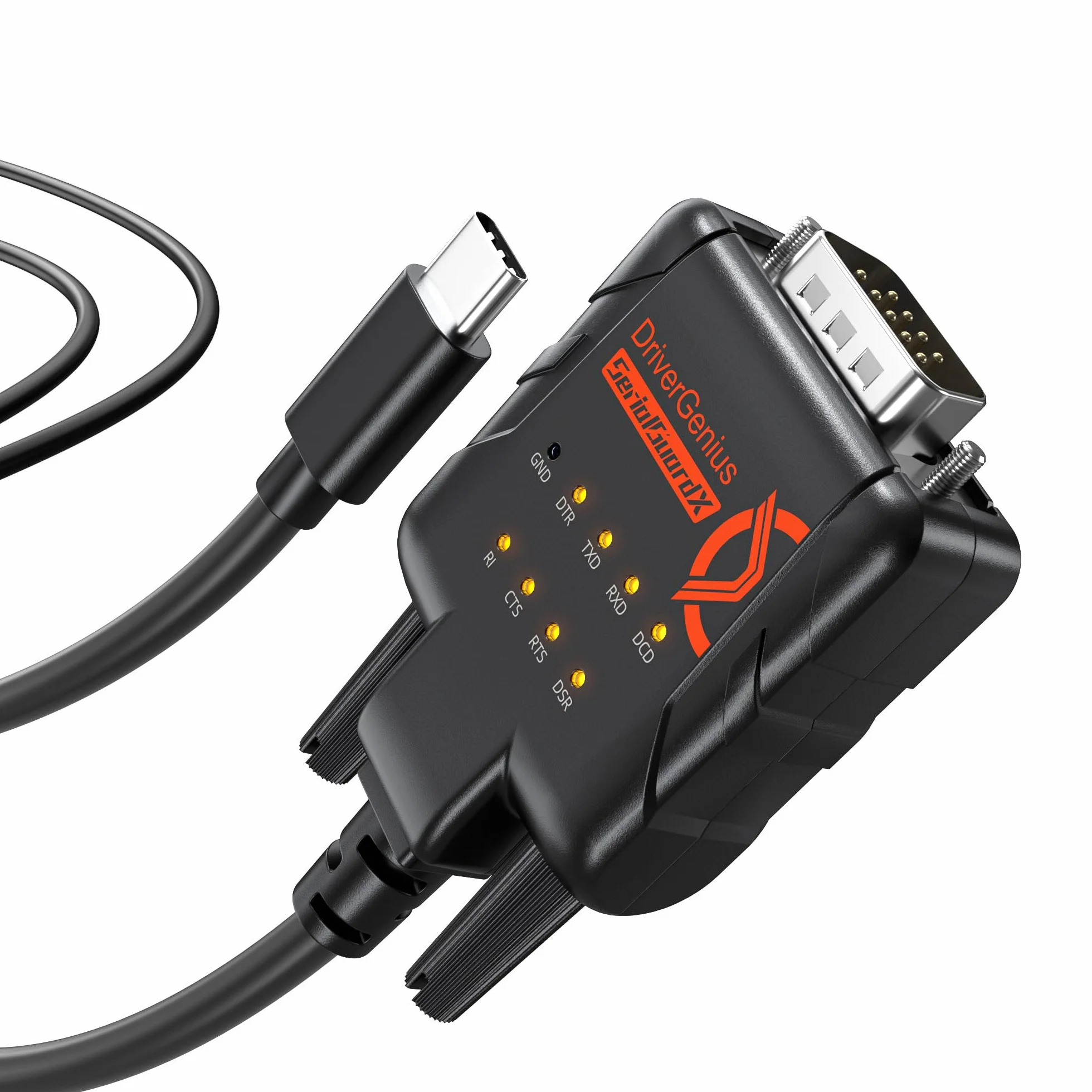 DriverGenius SerialGuardX Series | Adattatore USB-C a RS232 DB9 Seriale (Porta COM), Chip FTDI, RS232 a Pin Completi, 9 LED Indicatori, per PLC e Apparecchiature Industriali, Windows macOS Linux