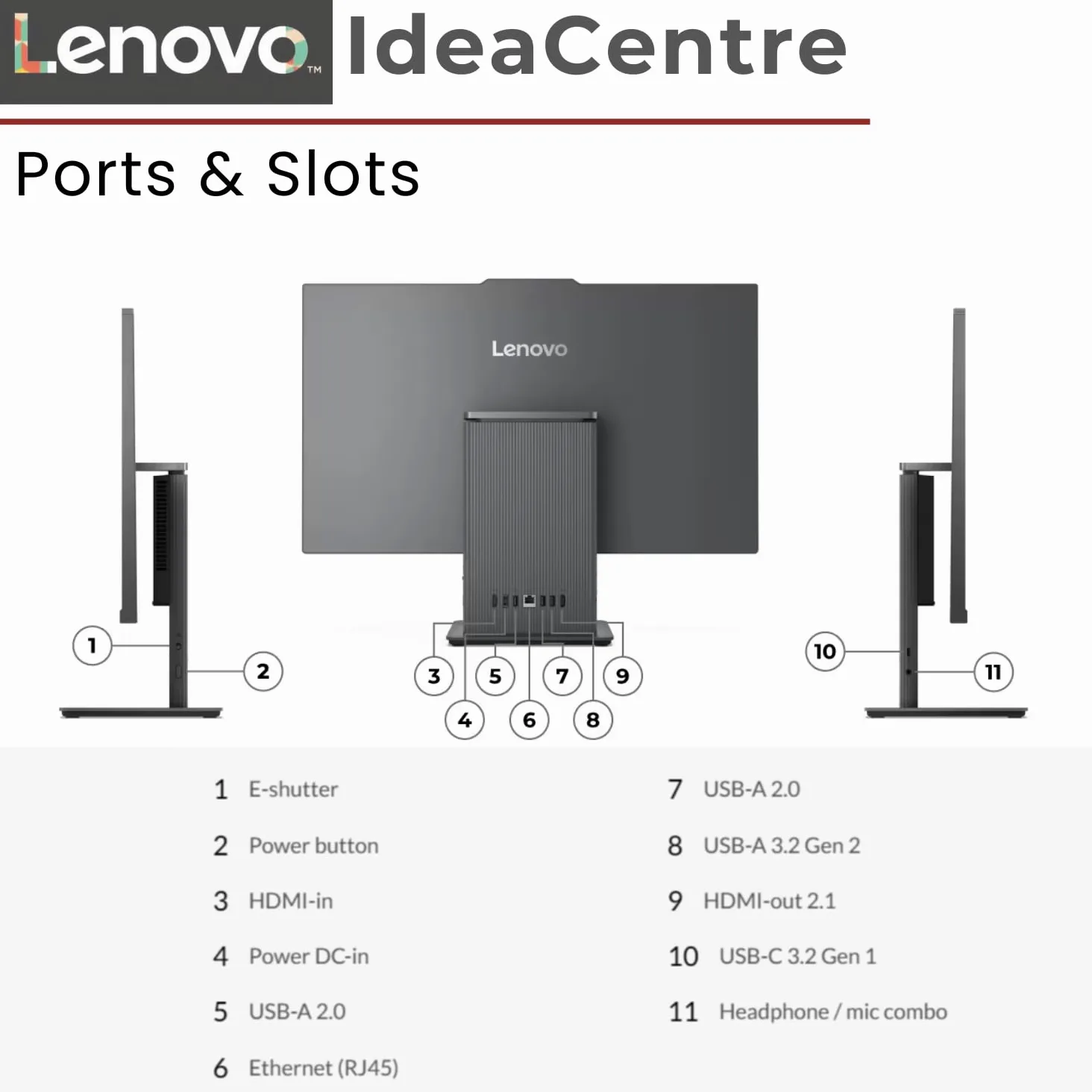 Lenovo IdeaCentre I Gen 9 All-in-One, 27" FHD 100Hz Touchscreen, Intel Core i7-13620H, RAM DDR5 da 32 GB, SSD PCIe da 1 TB, KB e mouse wireless, HDMI, RJ-45, Wi-Fi 6, webcam, Win 11 Home, grigio