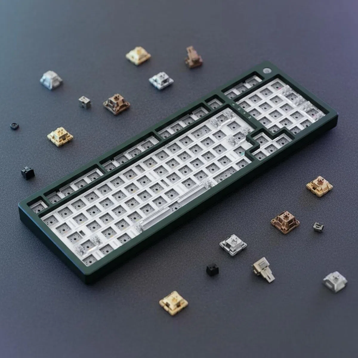 Gralara Tastiera Meccanica 75% con Rotella di Controllo Connessione Tri-Modale Kit Tastiera Base 75% Retroilluminazione RGB Periferica Computer per Scrivania, Burgundy 98
