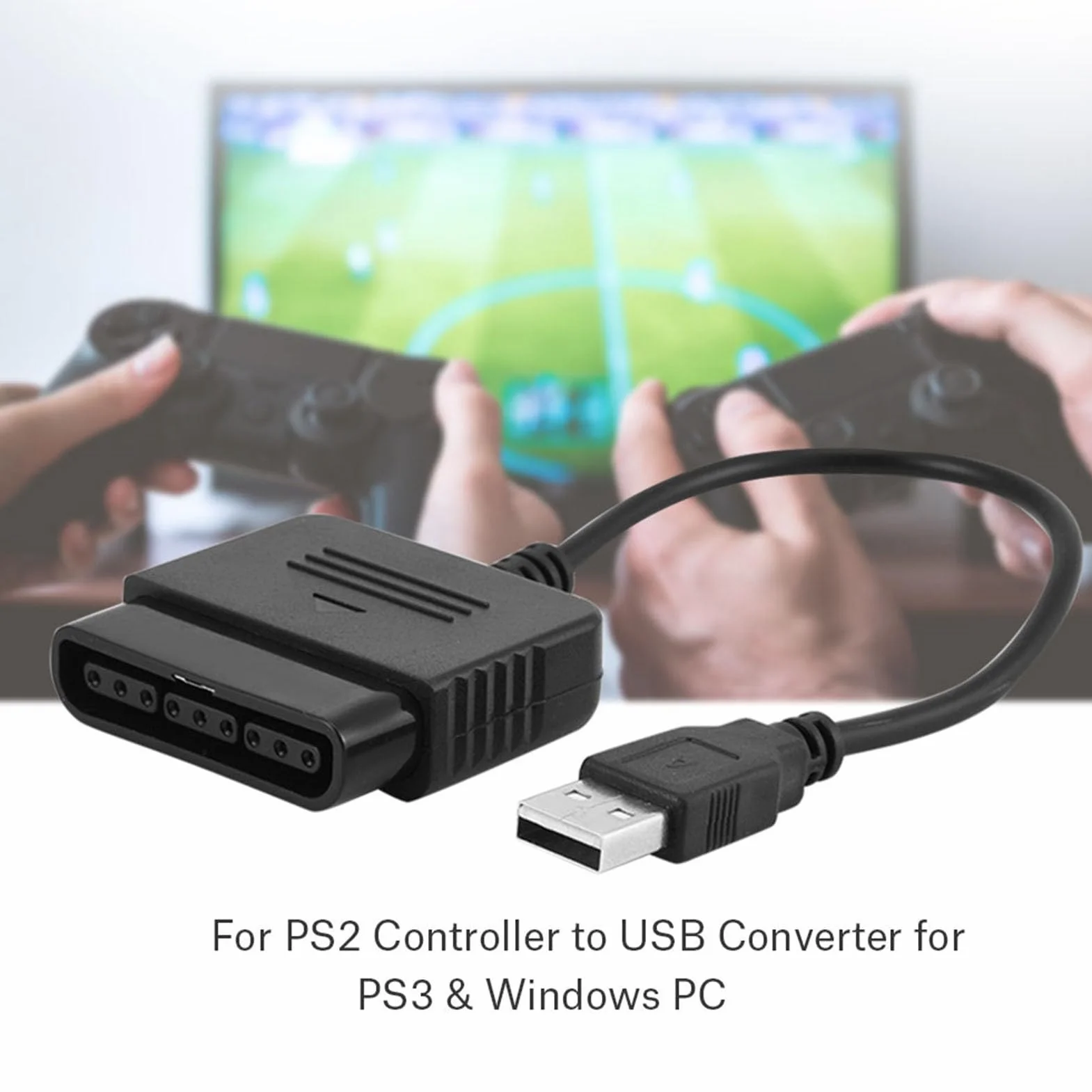 Tissting Adattatore Controller PS2 a USB, Convertitore Cavo per Controller PS3/PC, Materiale ABS, Compatibile con PS2, PS3, PC per Giocatori di Videogiochi