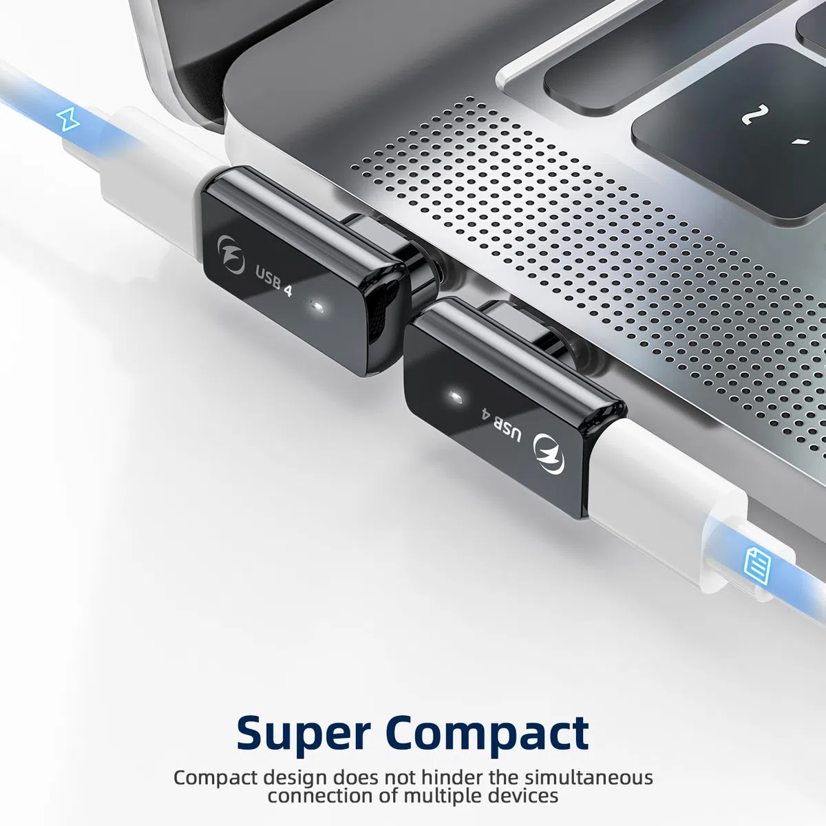Adattatore magnetico USB-C 240 W (2 pezzi) adattatore magnetico USB-C a 90 gradi, 24 pin, con ricarica rapida PD, USB 4, 40 Gbps, 8 K, 60 Hz per Thunderbolt 3/4, MacBook Pro/Air e altri dispositivi di
