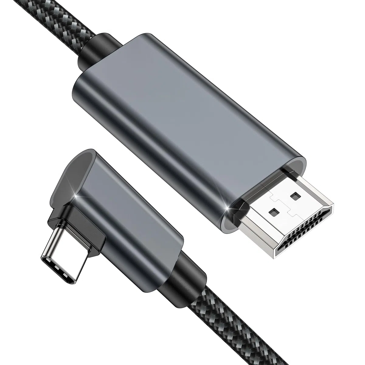 Cavo da USB C a HDMI, 2m Cavo USB Tipo C HDMI, Angolo Retto 4K Tipo C Thunderbolt 3/4, Compatibile con iPhone 15 Pro, MacBook Pro/Air, Galaxy S23/S22/S21, Note 20, Surface Pro