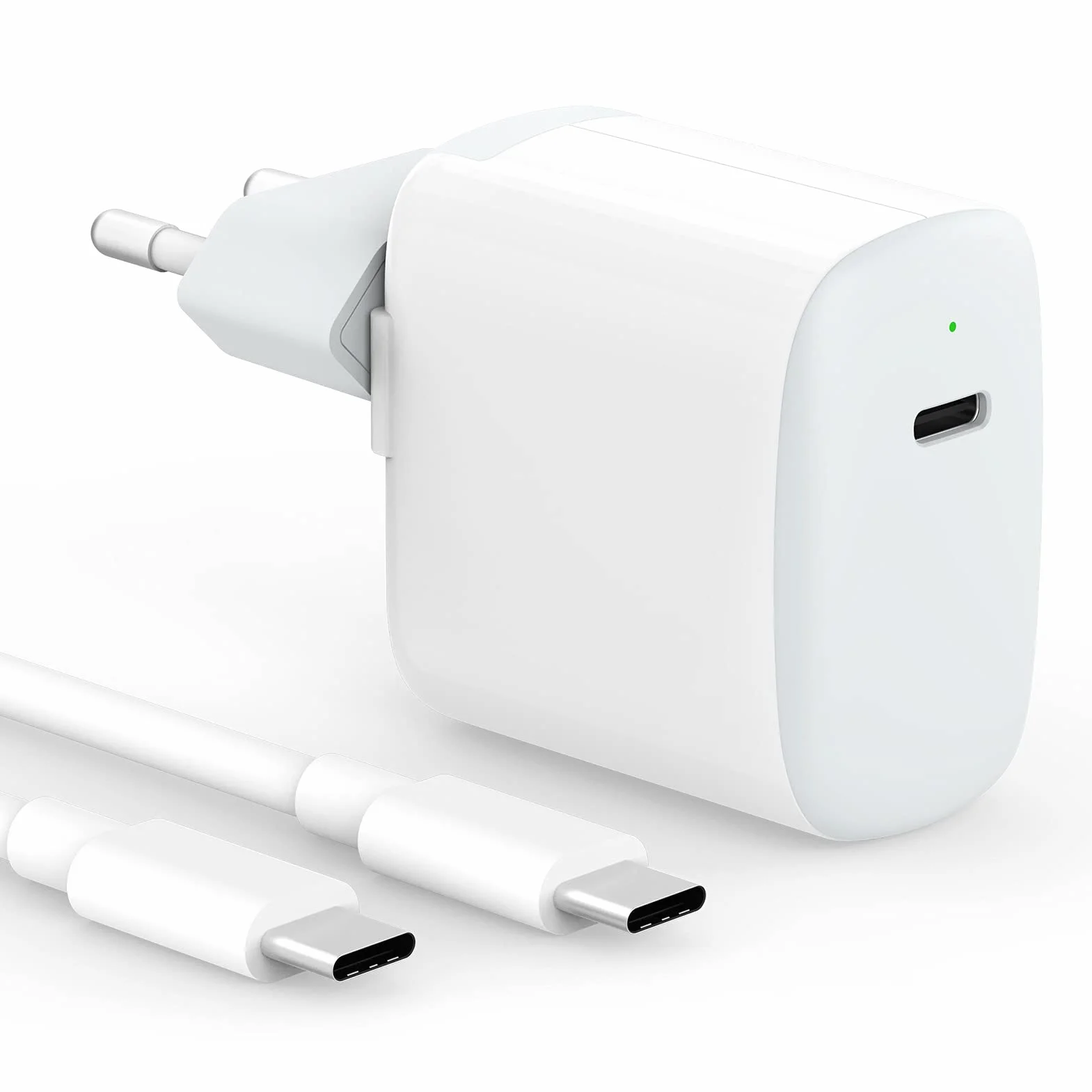 30W Caricatore USB C Compatibile con MacBook Air 13 12, iPad Pro 13, 12.9, 11 2024 2023 2022 2021 2020 2019 M4 M2 M1, iPad Air 5 4, Mini 6, iPad 10, iPhone 15, Google Pixel 8 7, Cavo USB-C da 6.6FT