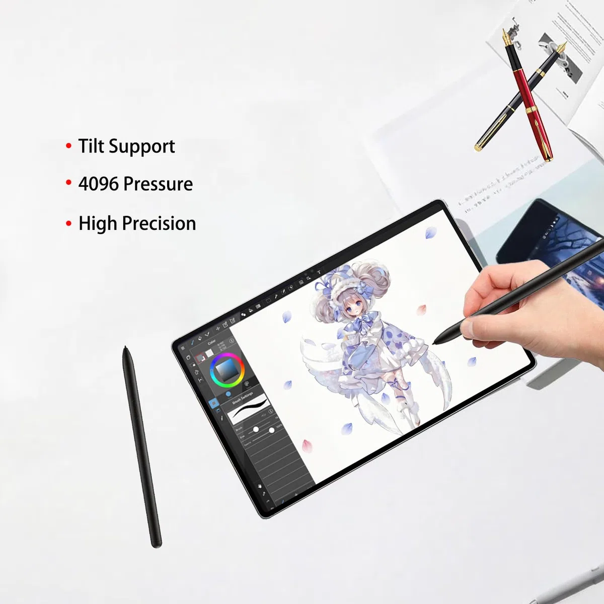 Galaxy Tab S10 S Pen Ricambio (NoBluetooth) per Samsung Galaxy Tab S10/Tab S10+/Tab S10 Plus/Tab S10 Ultra/Tab S10 Lite Stylus Pen con punta / pennino gratuito, nero
