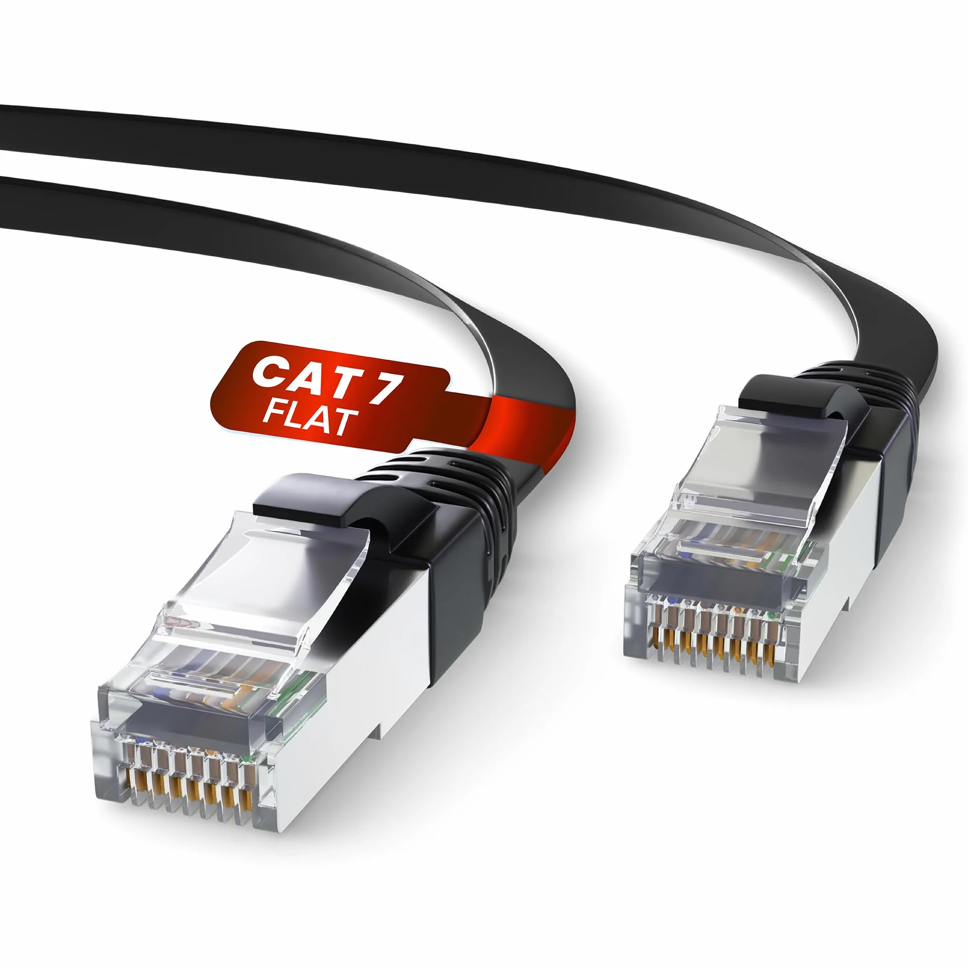 Mr. Tronic Cavo Ethernet Cat 7 da 20m Piatto, Cavo di Rete LAN Cat 7 ad Alta Velocità con Connettori RJ45 Per una Connessione Internet Veloce 10 Gbps - Cavo Patch | SFTP (20 Metri, Nero)