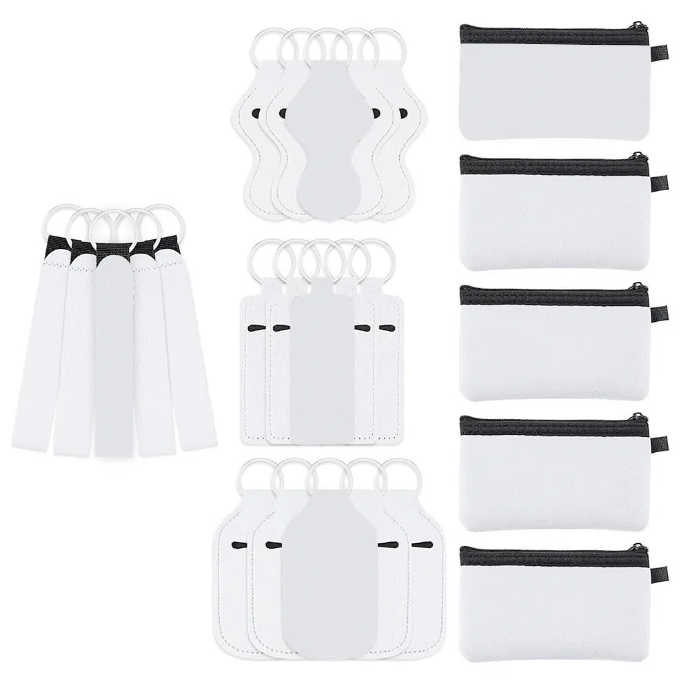 Set da 25 pezzi con pochette da polso a sublimazione per , , astuccio per trucco, per regali fai da te, Foto a colori