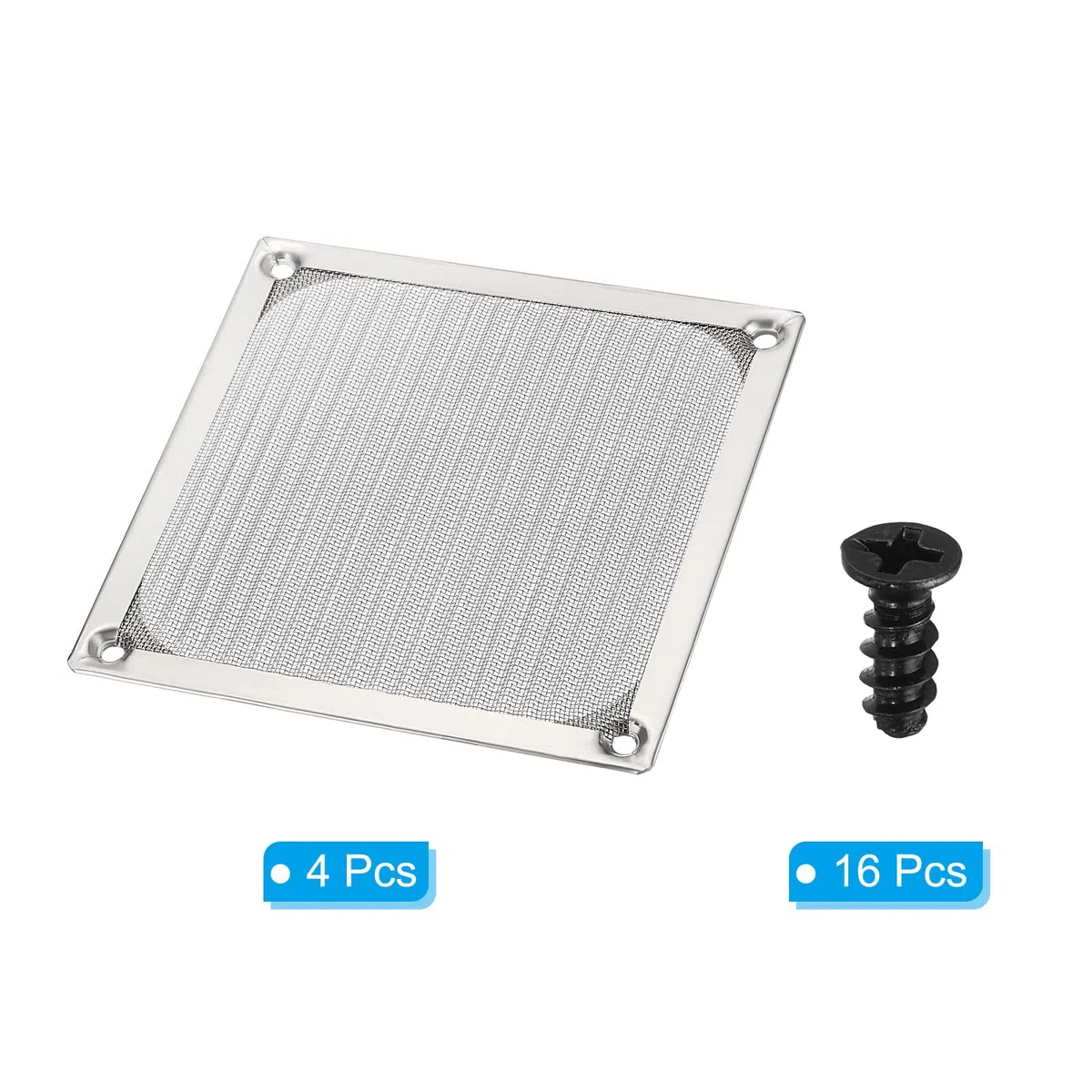 PATIKIL 120mm Ventola Filtro Griglie con Viti, 4pz Alluminio Telaio Inossidabile Acciaio Rete Antipolvere Copertura per Computer Custodia, Argento