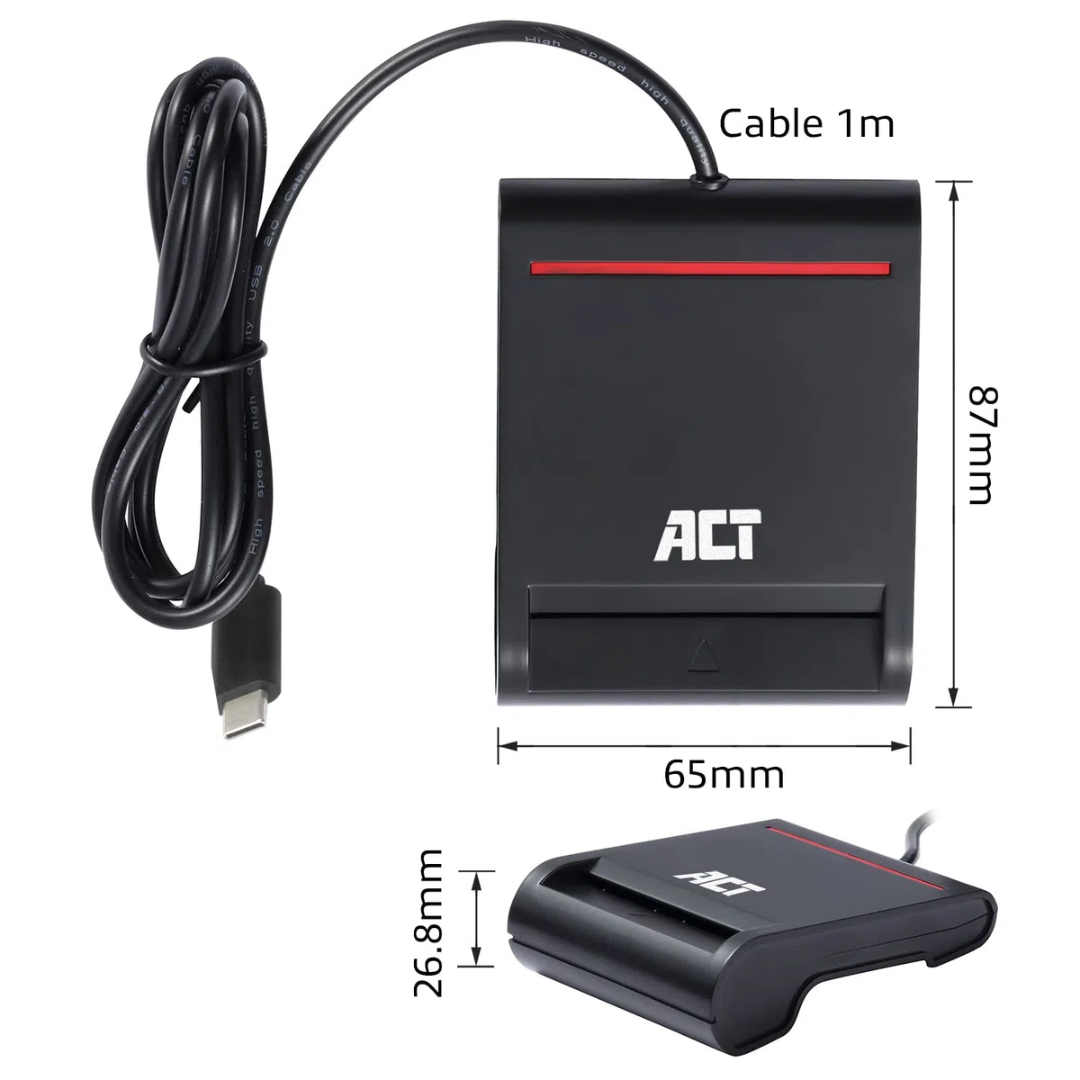 ACT eID Card Reader Belgium, lettore di schede USB C, non per app 2, Power LED Status- AC6020