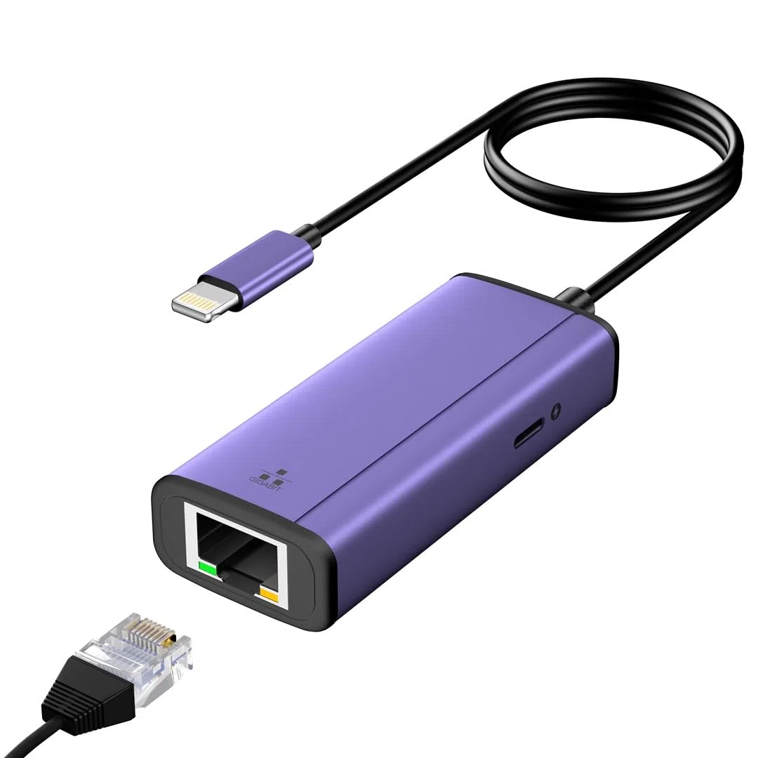 sunshot Adattatore da Lightning a Ethernet, 2 in 1 Adattatore Ethernet + Alimentazione con connettore Lightning Compatibile con iPhone/iPad, Supporta Rete Ethernet ad Alta Velocità 1000/100/10Mbps.