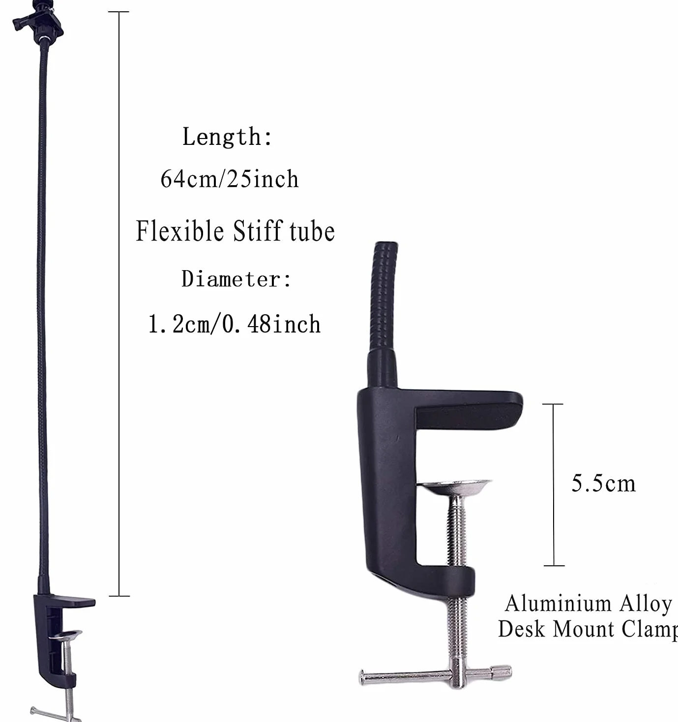 Supporto per webcam da 63,5 cm, resistente, braccio lungo, morsetto per webcam Logitech C925e, C922x, C922, C930e, C930, C920, C615, fotocamere GoPro
