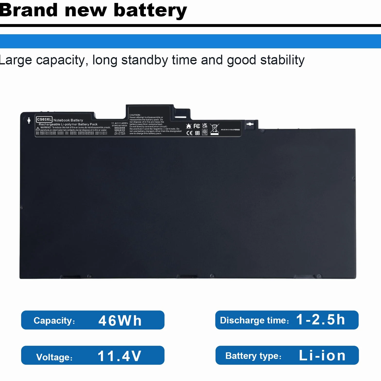 ASUNCELL CS03XL Batteria per PC portatile per HP Elitebook 745 G3 745 G4 755 G3 755 G4, 840 G3 840 G4 850 G3 850 G4 Series, ZBook 15u G3 Series, CS03XL, HSTNN-I33C-4, HSTNN-I33C-5, 11.4V-46Wh