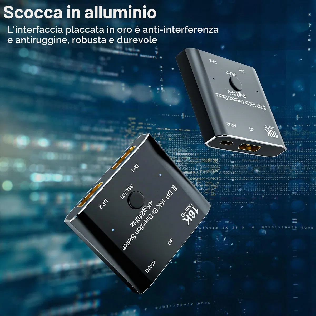 DisplayPort 2.1 8K 10K 16K DP Switch Bi-Direction 8K@120Hz 4K@240Hz Splitter Video Converter per più sorgenti e display