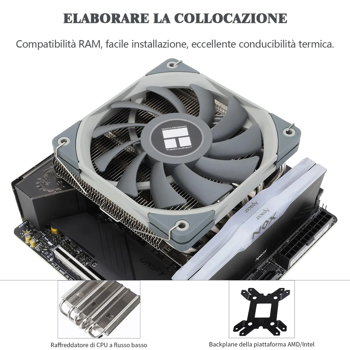 TR AXP120-X67 Raffreddatore d'aria CPU a basso profilo con ventola PWM TL-C12015 da 120 mm,6 tubi di calore, altezza 67 mm,per AMD AM4 AM5/Intel 1700/1150/1151/1155/1200/201