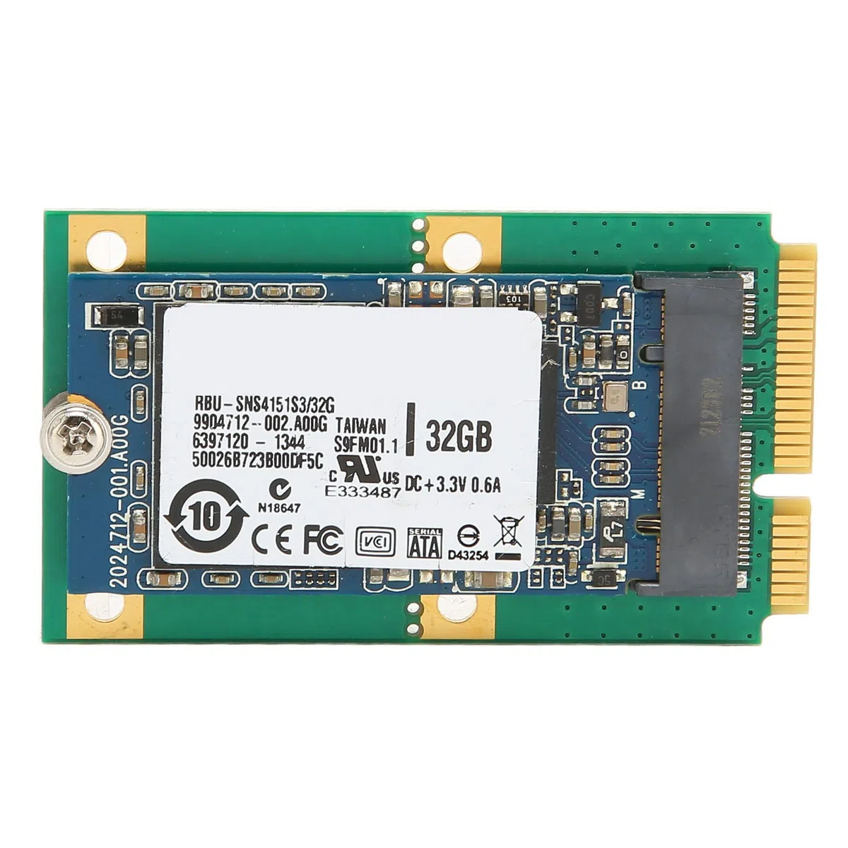 SIXRUN Disco Rigido M.2, Materiale PCB, Scheda Adattatore da M.2 a MSATA, Design Compatto per Computer Desktop (32GB)