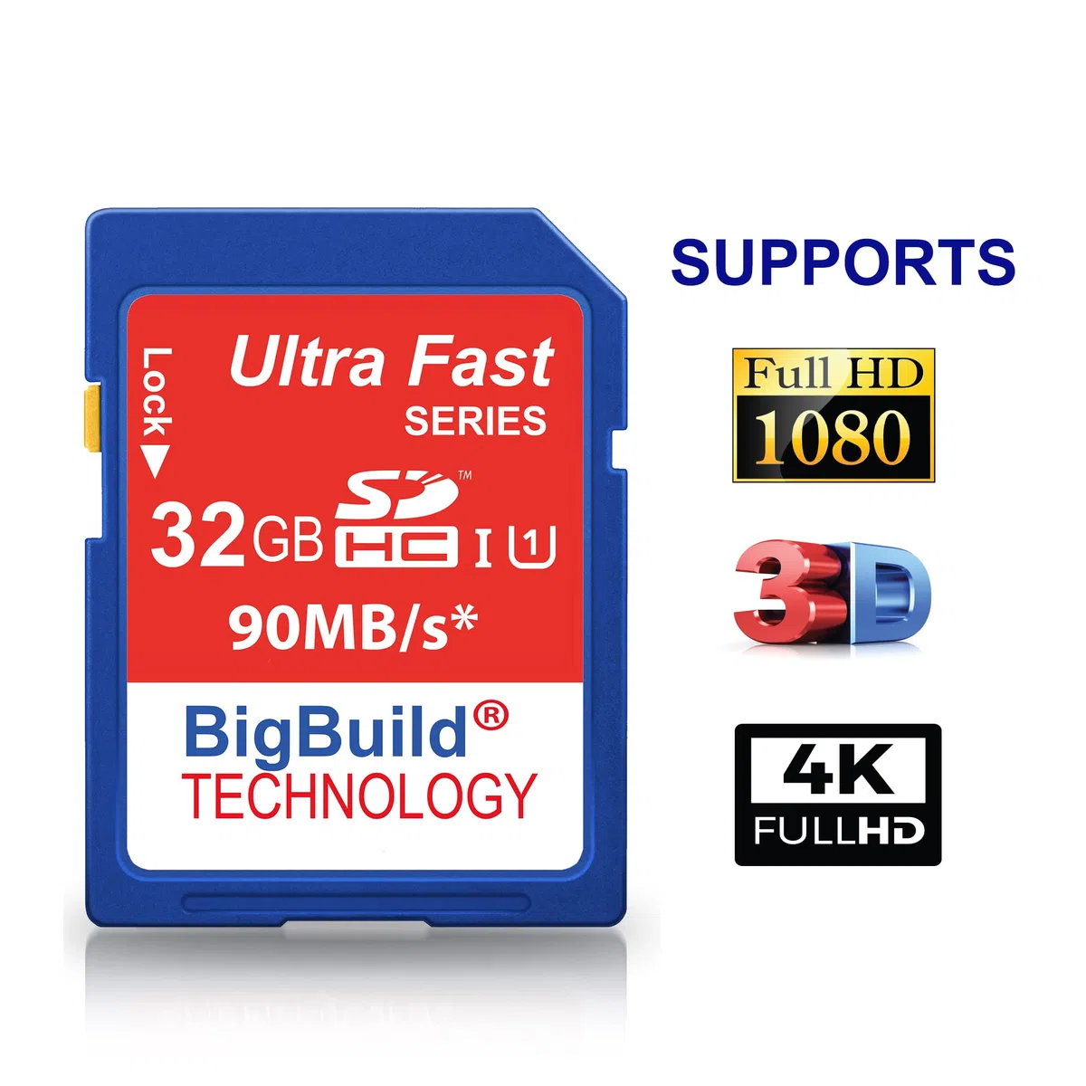 Scheda di memoria da 32 GB, 90 MB/s per fotocamera Kodak Pixpro FZ201, FZ51, FZ53, classe 10 SDHC