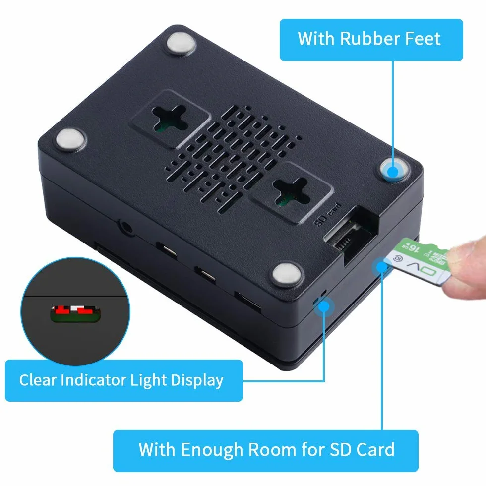 GeeekPi Custodia per Raspberry Pi 4B PWM, con Ventola 40X40X10mm e 4x Raspberry Pi 4, Dissipatore per Raspberry Pi 4 modello B (Nero)