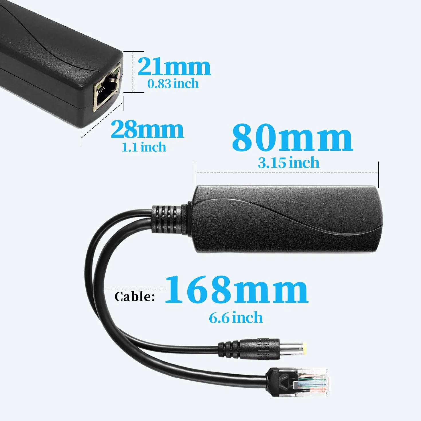 2.5G PoE Splitter 36W 12V/3A, Connettore DC 5.5 * 2.1mm, Conversione da PoE a Uscita DC 12V/3A, 2.5Gbps Ethernet conforme a IEEE802.3bt, plug and play (PS5712BG)
